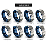 font options for inside engraving on blue & silver scooter rider rings