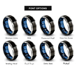 font options for inside engraving on black & blue & grey scorpio rings