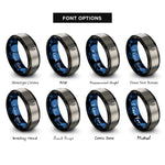 font options for inside engraving on black & blue & gray scorpio rings