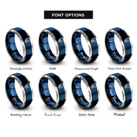 font options for inside engraving on blue & grey scorpio rings