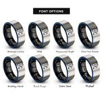 font options for inside engraving on black & blue & grey scorpio constellation rings