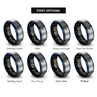 font options for inside engraving on black & blue & grey scorpius rings
