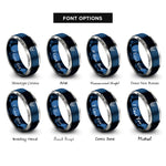 font options for inside engraving on blue & silver scorpius rings