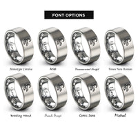 font options for inside engraving on silver scorpius rings