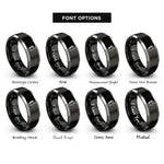 font options for inside engraving on black & gray scotland rings