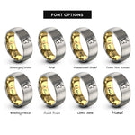 font options for inside engraving on gold & gray scotland rings
