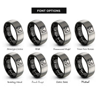 font options for inside engraving on black & silver scottish fold rings