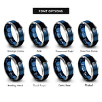 font options for inside engraving on blue & grey scottish highlands rings
