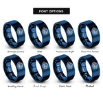 font options for inside engraving on blue scottish highlands rings