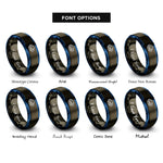 font options for inside engraving on gunmetal & blue scottish highlands rings
