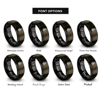 font options for inside engraving on gunmetal & black scottish thistle bloom rings