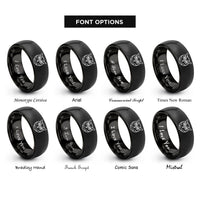 font options for inside engraving on black screech owl rings