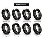 font options for inside engraving on black & silver screw rings