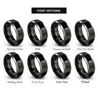 font options for inside engraving on black & silver screw rings