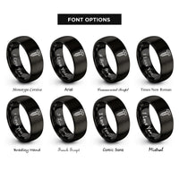 font options for inside engraving on black screw rings