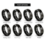 font options for inside engraving on black & gray screw pattern rings