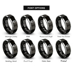 font options for inside engraving on black & gray screw pattern rings