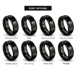 font options for inside engraving on black screw pattern rings
