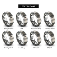 font options for inside engraving on grey screw pattern rings