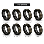 font options for inside engraving on gunmetal & black screw pattern rings