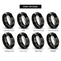 font options for inside engraving on black & gray screwdriver rings