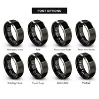 font options for inside engraving on black & silver screwdriver rings