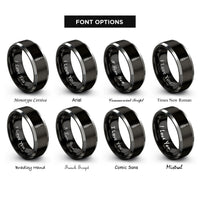 font options for inside engraving on black & silver screwdriver rings