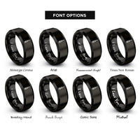 font options for inside engraving on black screwdriver rings