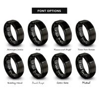 font options for inside engraving on black screwdriver rings