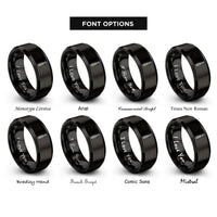 font options for inside engraving on black screwdriver rings