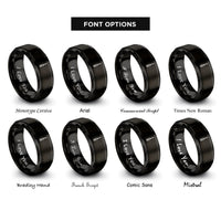 font options for inside engraving on black screwdriver flathead rings