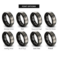 font options for inside engraving on black & silver scroll saw rings