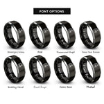 font options for inside engraving on black & grey scroll saw rings