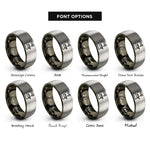 font options for inside engraving on gunmetal & grey scroll saw rings