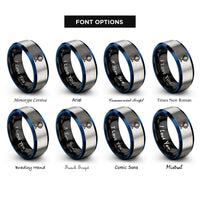 font options for inside engraving on black & blue & gray scrying mirror rings