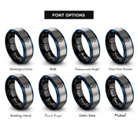 font options for inside engraving on black & blue & silver scrying mirror rings