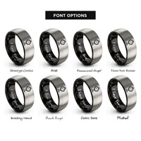 font options for inside engraving on black & silver scrying mirror rings