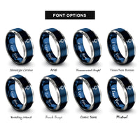 font options for inside engraving on blue & gray scrying mirror rings