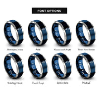 font options for inside engraving on blue & gray scrying mirror rings