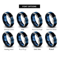 font options for inside engraving on blue & grey scrying mirror rings