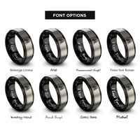 font options for inside engraving on black & gray scuba diver badge rings