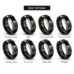 font options for inside engraving on black & grey scuba diver badge rings