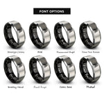 font options for inside engraving on black & silver scuba diver badge rings