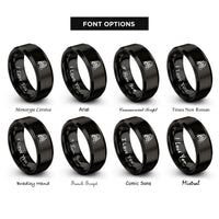 font options for inside engraving on black scuba diver badge rings