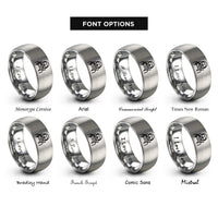 font options for inside engraving on grey scuba diver badge rings
