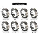font options for inside engraving on grey scuba diver badge rings