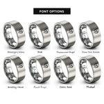font options for inside engraving on grey scuba diver rings