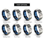 font options for inside engraving on blue & silver scuba diver swimming rings