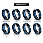 font options for inside engraving on blue & silver scuba diver swimming rings