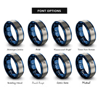 font options for inside engraving on blue & silver scuba diver swimming rings